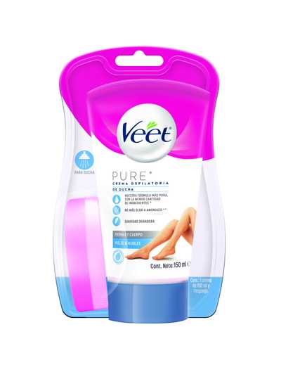 Veet Crema depilatoria de ducha para piel sensible 150 ml - Piernas y Cuerpo