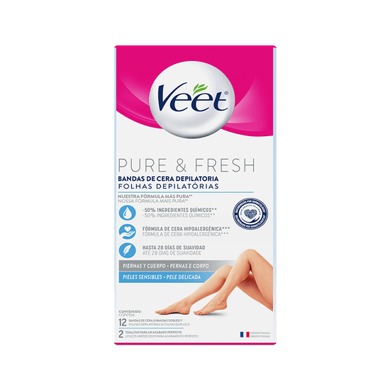 Veet Bandas de Cera Fría para Piel Sensible 12 st