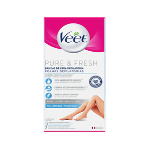 Veet Bandas de Cera Fría para Piel Sensible 12 st