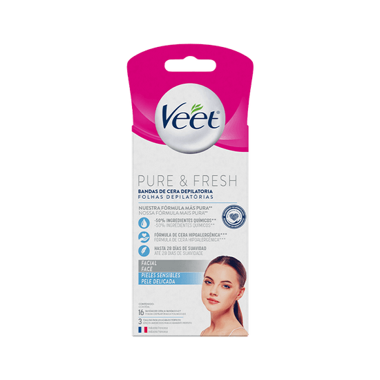 Veet® Bandas Faciales de Cera Fría para Piel Sensible 16 st